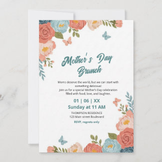 Elegant Wildflower Mother's Day Brunch Invitation 