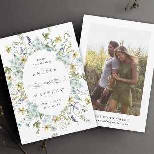 Elegant Wildflower Oval Frame Wedding Photo Save The Date