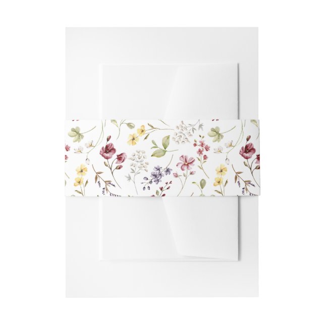 Elegant Wildflower Pattern Wedding  Invitation Belly Band (Front Example)