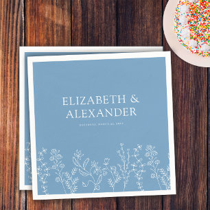 Elegant Wildflower Periwinkle Wedding Napkin