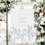 Elegant Wildflower Periwinkle Wedding Welcome Sign<br><div class="desc">Elegant Wildflower Periwinkle Wedding Welcome Sign</div>