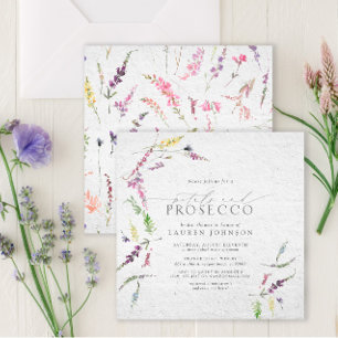 Elegant Wildflower Petals & Prosecco Bridal Shower Invitation