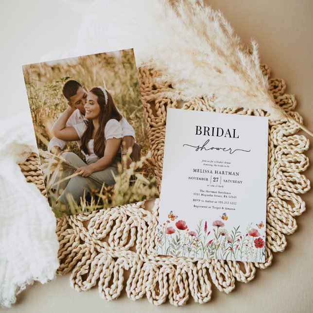 Elegant Wildflower Photo Bridal Shower Invitation (Creator Uploaded)