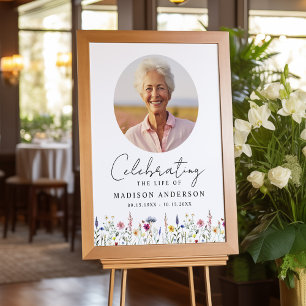 Elegant Wildflower Photo Celebration of Life Poster