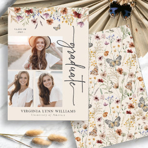 Elegant Wildflower Photo Graduate Announcement