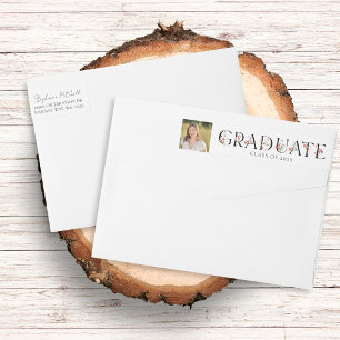 Elegant Wildflower Photo Graduation Return Address Wrap Around Label