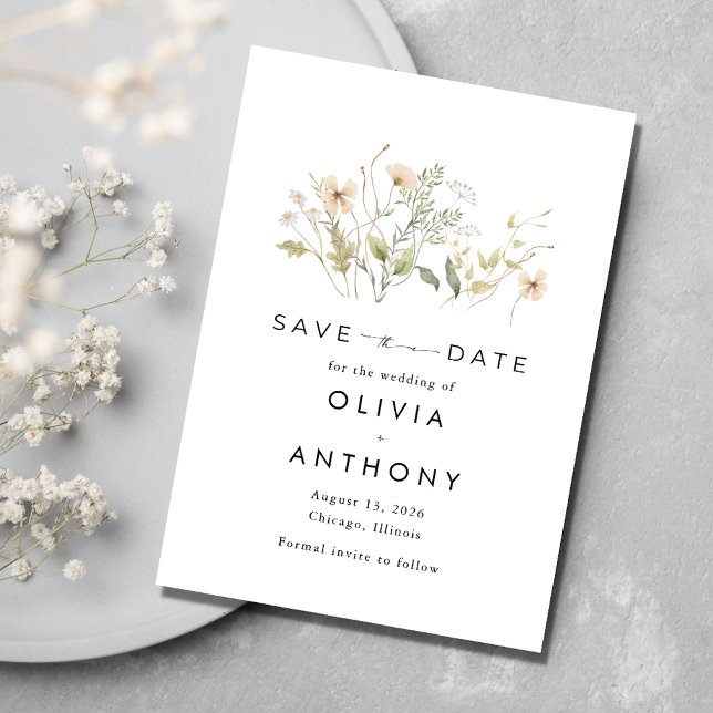 Elegant Wildflower Photo Wedding  Save The Date (Elegant Wildflower Photo Wedding Save The Date)