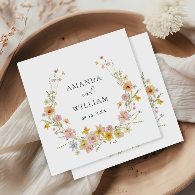 Elegant Wildflower Pink Bow Wedding Napkin (Creator Uploaded)