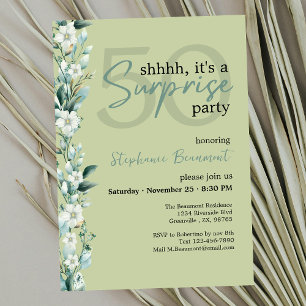 Elegant Wildflower Pink Surprise 50th Birthday Invitation