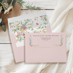 Elegant Wildflower Pink Wedding Return Address Envelope