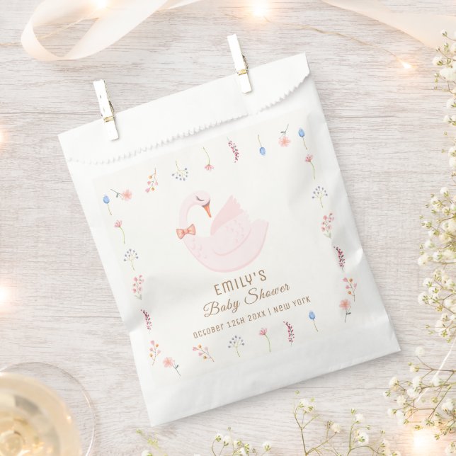 Elegant Wildflower Princess Swan Girl Baby Shower  Favour Bag (Clipped)