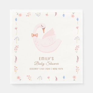 Elegant Wildflower Princess Swan Girl Baby Shower  Napkin