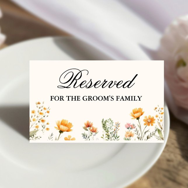 Elegant Wildflower reserve for the groom's family  Place Card (Creator Uploaded)