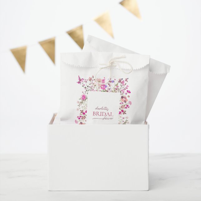 Elegant Wildflower Ruby Rose Bridal Shower  Favour Bag (Party)