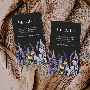 Elegant Wildflower Rustic Black Wedding Enclosure Card