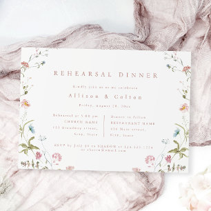 Elegant Wildflower Rustic Boho Rehearsal Dinner Invitation