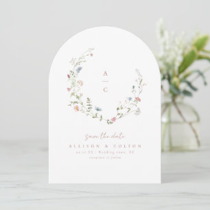 Elegant Wildflower Rustic Boho Wedding monogram Save The Date