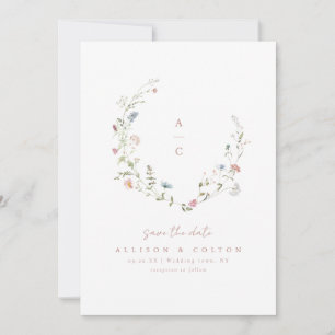 Elegant Wildflower Rustic Boho Wedding monogram Save The Date
