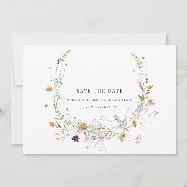 Elegant Wildflower Save the Date  (Front)