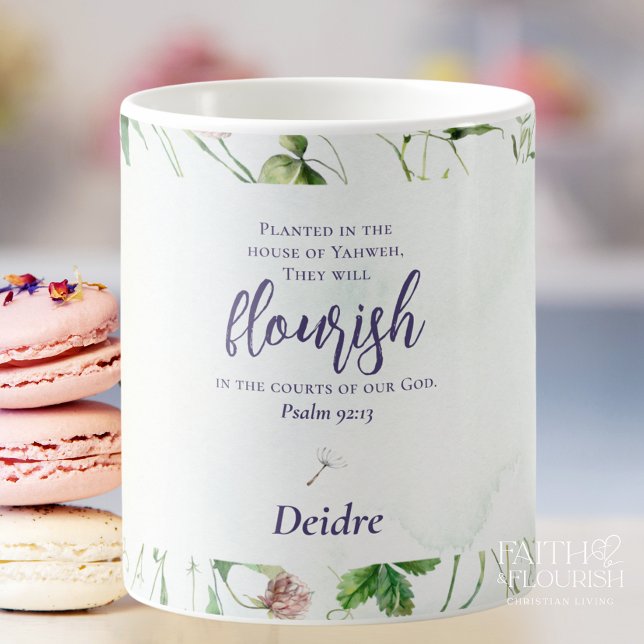 Elegant Wildflower Scripture Personalised Coffee Mug (Creator Uploaded)