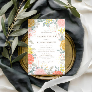 Elegant Wildflower SImple Minimalist Wedding Invitation