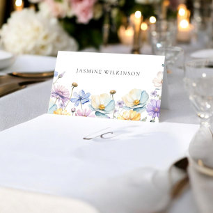 Elegant Wildflower simple wedding Place Card