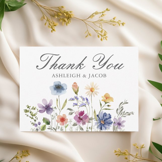 Elegant Wildflower Spring Wedding Custom Thank You Card (Creator Uploaded)