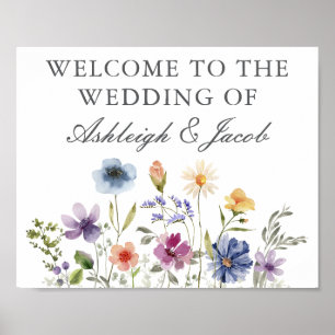 Elegant Wildflower Spring Wedding Custom Welcome Poster