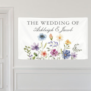 Elegant Wildflower Spring Wedding Personalised Banner