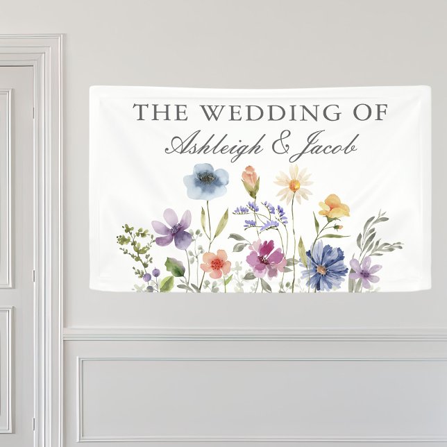Elegant Wildflower Spring Wedding Personalised Banner (Creator Uploaded)
