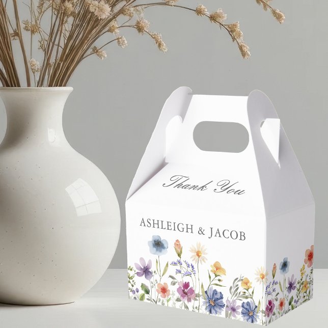 Elegant Wildflower Spring Wedding Personalised Favour Box (Creator Uploaded)