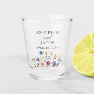 Elegant Wildflower Spring Wedding Personalised Shot Glass