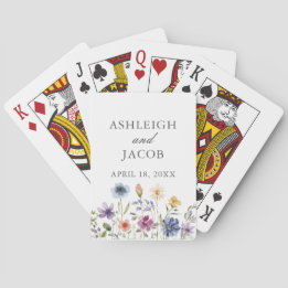 Elegant Wildflower Spring Wedding Personalized Playing Cards