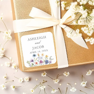 Elegant Wildflower Spring Wedding Personalized Square Sticker