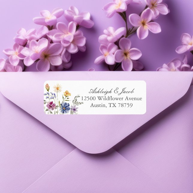 Elegant Wildflower Spring Wedding Return Address Label (Creator Uploaded)
