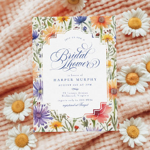 Elegant Wildflower Summer Floral Bridal Shower Invitation