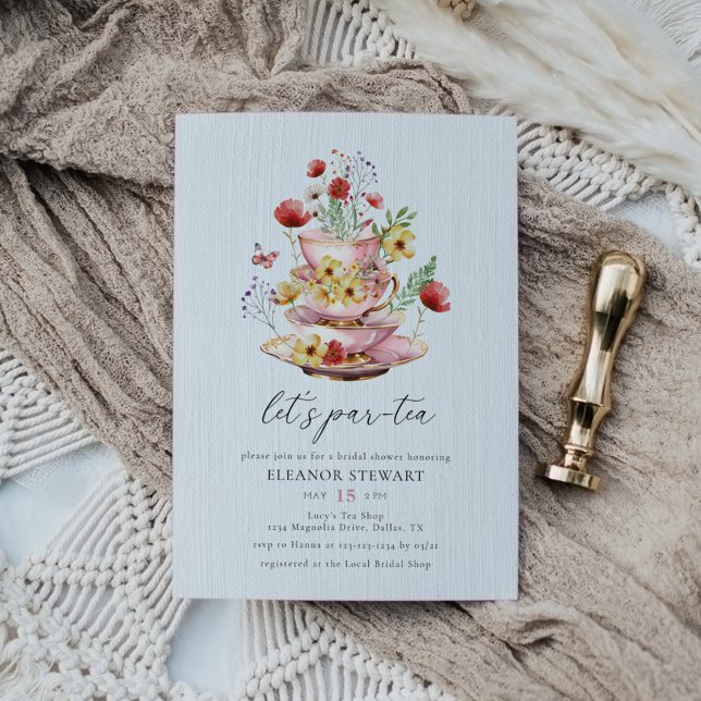 Elegant Wildflower Tea Party Bridal Shower Invitation (Creator Uploaded)