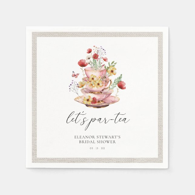 Elegant Wildflower Tea Party Bridal Shower Napkins (Front)