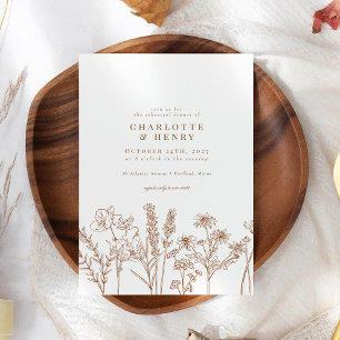 Elegant Wildflower Terracotta Rehearsal Dinner Invitation