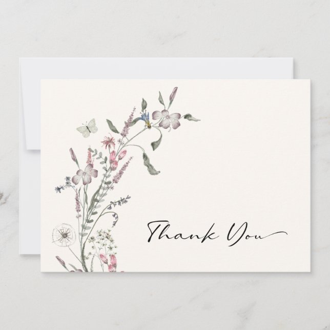 Elegant Wildflower Thank You Card (Front)