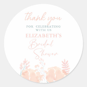 Elegant Wildflower Watercolor Bridal Shower Classic Round Sticker