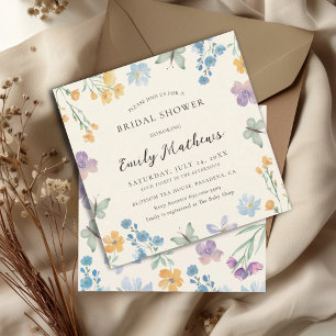Elegant Wildflower Watercolor Bridal Shower Invitation