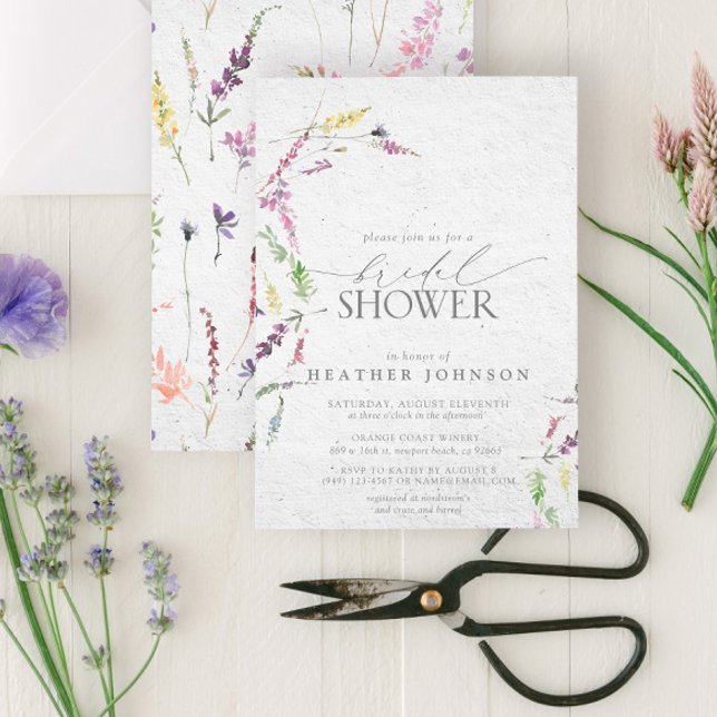 Elegant Wildflower Watercolor Floral Bridal Shower Invitation (Creator Uploaded)