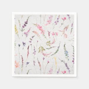 Elegant Wildflower Watercolor Floral Bridal Shower Napkin