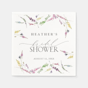 Elegant Wildflower Watercolor Floral Bridal Shower Napkin