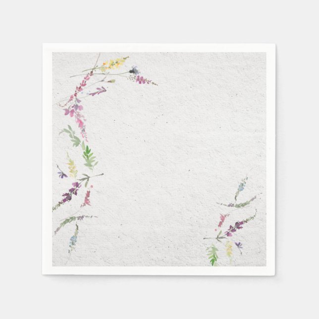 Elegant Wildflower Watercolor Floral Bridal Shower Napkin (Front)