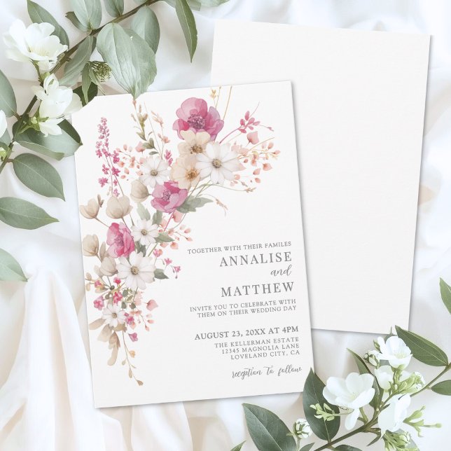 Elegant Wildflower Watercolor Floral Wedding Invitation (Elegant Wildflower Watercolor Floral Wedding Invitation)