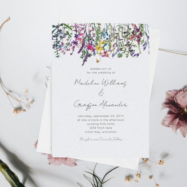 Elegant Wildflower Watercolor Floral Wedding Invitation (Creator Uploaded)