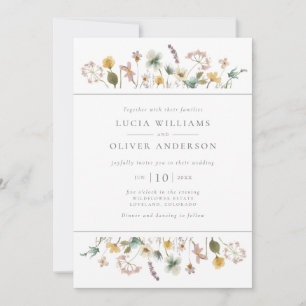 Elegant Wildflower Watercolor Floral Wedding Invitation