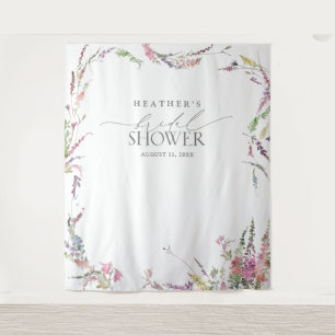 Elegant Wildflower Watercolor Shower Photo Booth Tapestry